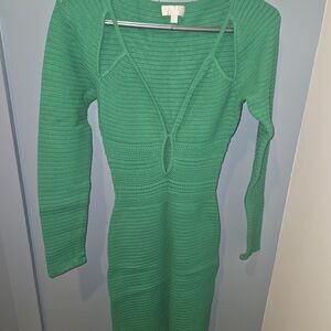 Ronny Kobo Collection Vibrant Green Long Sleeve Dress